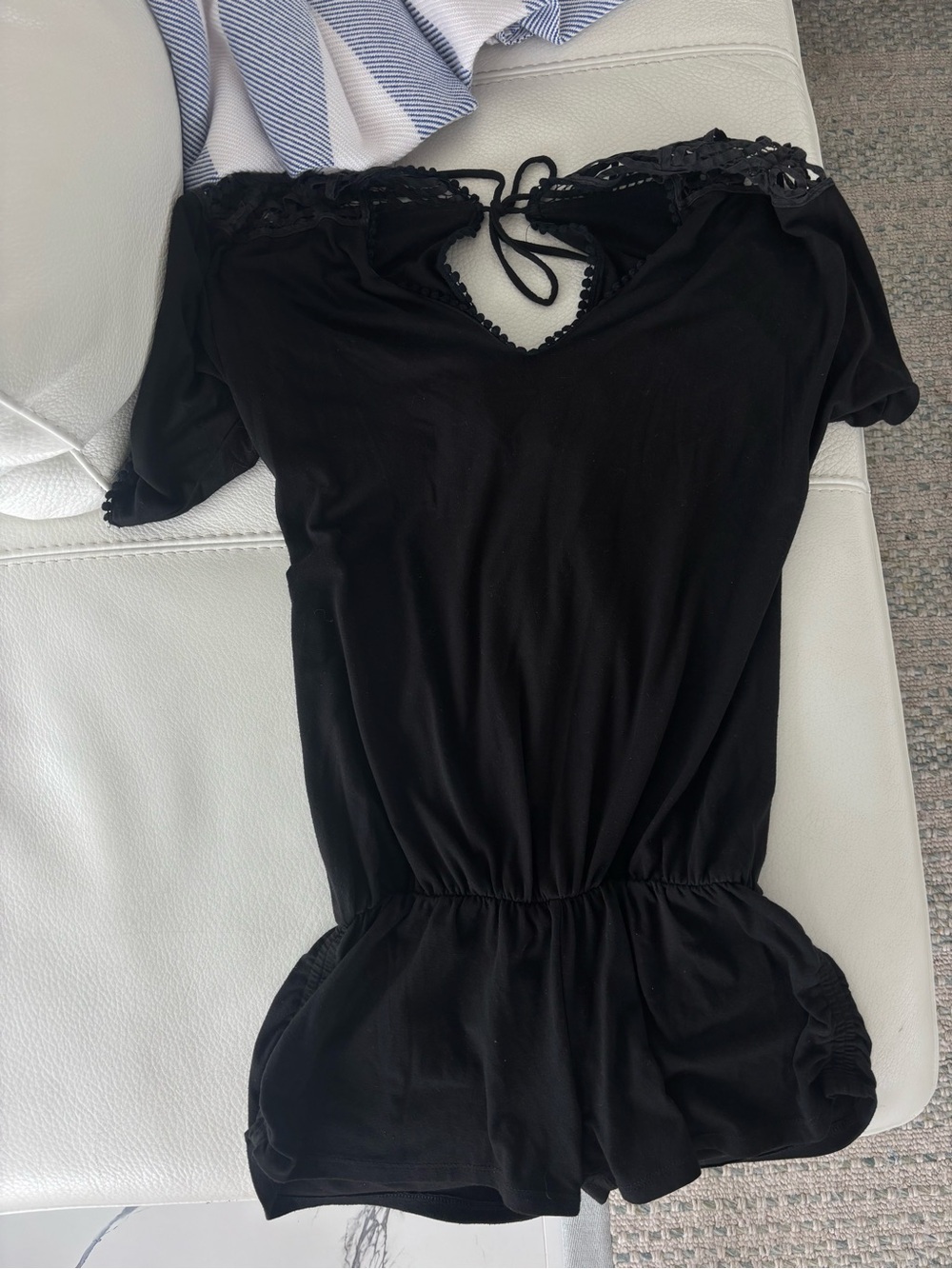 L*Space Black Crochet Romper/Cover-Up